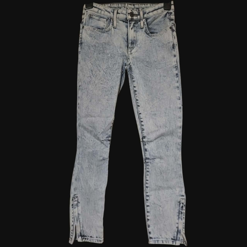 VTG LANG Y2K Acid Wash Slim Jeans with Ankle ZIPPERS. Adorable🩷